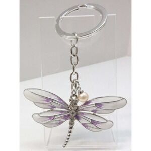 RARE Vantel Dragonfly Keychain - Peach 6.5 Pearl